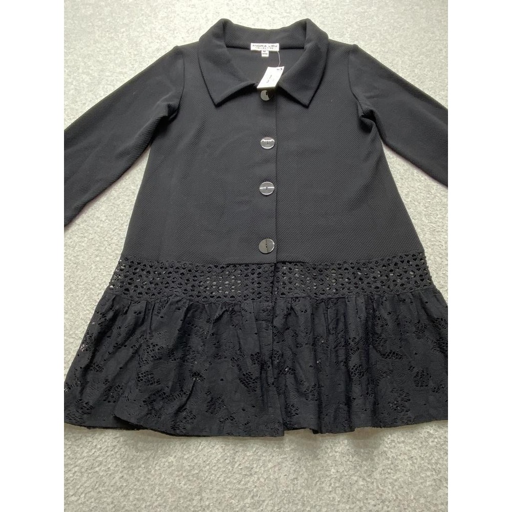 Andria Lieu Collection Jacket Womens Medium Black Long Jamie Lace Made USA - Picture 5 of 15